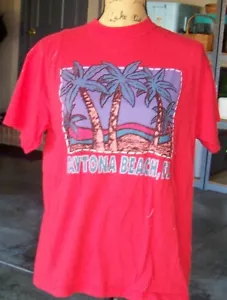 Vintage Daytona Beach T Shirt 1996 Surf Sail Ocean Beach Palm Tree USA Size L - Picture 1 of 3