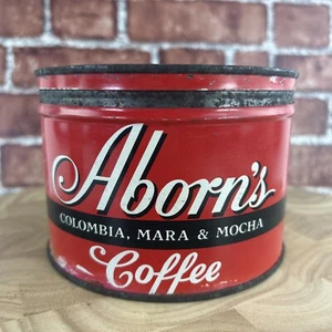 vtg aborn's columbia mara mocha 1lb coffee can tin key wind advertising litho - Picture 1 of 6