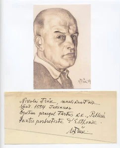 Estonian Modernist Painter NIKOLAI TRIIK Autograph Note Signed 1930s SCARCE! - Bild 1 von 2
