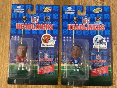 Lote de 2 cabezas de cartel de la NFL Barry Sanders & Marcus Allen 1996 NRFP Lions Chiefs Foto 1 de 4