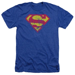 SUPERMAN CLASSIC LOGO DISTRESSED Licensed Adult Men's Heather Tee Shirt SM-3XL - Picture 1 of 2