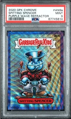 2020 Garbage Pail Kids Chrome Spitting Spencer Purple Wave Refractor #AN9a PSA 9 - Image 1 of 2