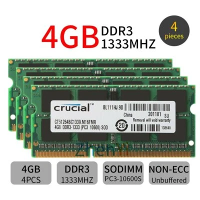 16GB Kit 4x 4GB DDR3 SODIMM RAM 1333MHz für Apple iMac 2011 12,1 12,2 RAM DE - Bild 1 von 4