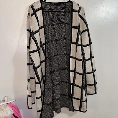 Pendleton Marketa Windowpane Cardigan White Black Size 2X NWT RETAILS $169 - Image 1 of 4