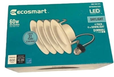 Eco-Smart 1002936974 60W Trim DayLight 4 Pack Dimmable New NIB - Image 1 of 4