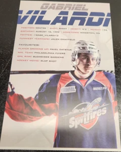 Gabriel Vilardi Player Card from the Windsor Spitfires Hockey Team - Picture 1 of 6