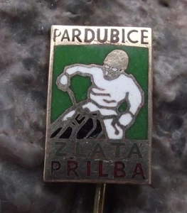Antique Golden Helmet Motorbike Speedway Motorcycle Race White Racing Pin Badge - Picture 1 of 4