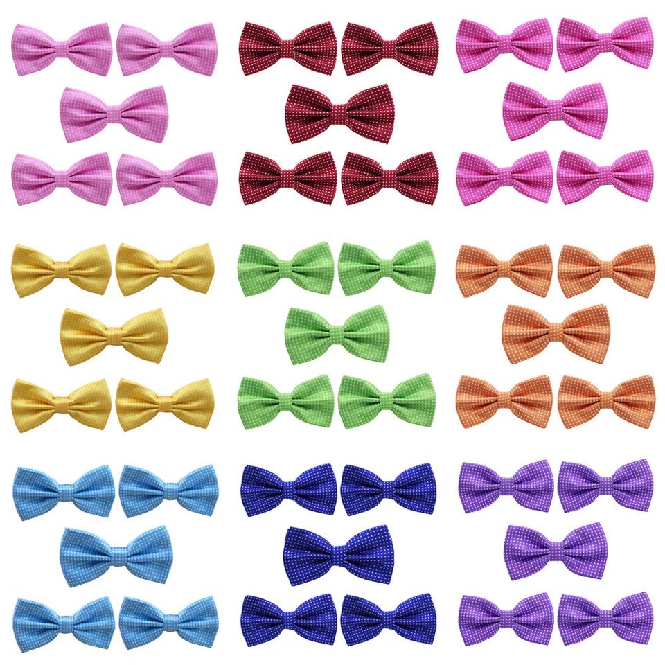 5 Packs Mens White Polka Dots Bow Tie Adjustable Wedding Party Business Bowtie - Image 1 of 1