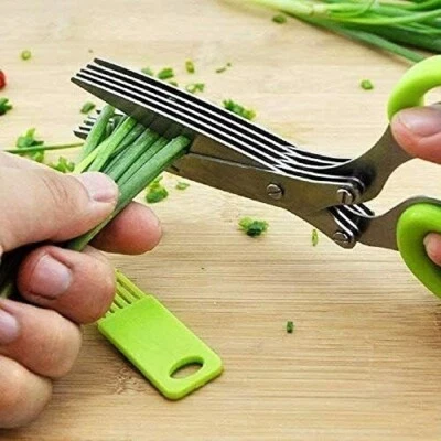 Multi-Functional Stainless Steel Kitchen Knives 5 Layers Scissors Cut Herb Spice - Image 1 of 4