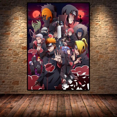 Cartel de anime Naruto Akatsuki pintura colgante de pared cuadro hogar dormitorio decoración Foto 1 de 4