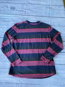 Lululemon Long Sleeve Tee Wide Bold Stripe Red Blue Plum Size - Picture 1 of 7