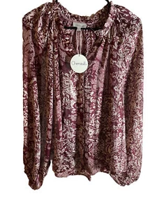 Nueva con etiquetas Blusa Chennault Top / Talla Mediana / Transparente / Botones - Imagen 1 de 6