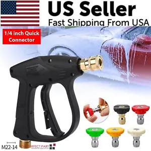 1/4" High Pressure Washer Gun 4000 PSI Car Wash Foam Spray Short Wand w/ Nozzle - Picture 1 of 27