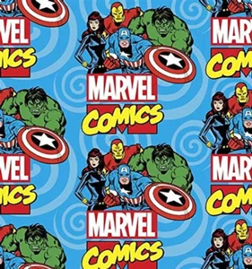 Avengers Light Blue Fleece Fabric - Picture 1 of 3