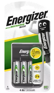 Energizer Base AA & AAA Charger With 4 AA 1300 mAh Rechargeable Batteries USB UK - Picture 1 of 6