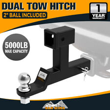 Dual Hitch Ball Mount Tongue Multi Use 2" Tow Bar Trailer Camper Bike Rack 4WD