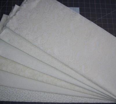 6 Neutral Cream Tonal Fat Quarters Bundle tone on tone Fabric - Image 1 of 4