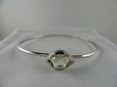 C362⭐⭐  Designer TEKA Armreif mit Bergkristall Vintage 80er Modernist SILBER⭐⭐ - Bild 1 von 2