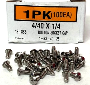 New 4/40 x 1/4" Button Socket Cap Screw, 18-8 Stainless Steel (50ea) - Picture 1 of 3