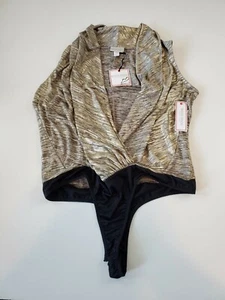 Womens Bisou Bisou Bodysuit Size XL Black Gold - Picture 1 of 6