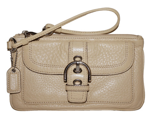 FIBBIA HAMPTON vintage Coach pelle beige chiaro marrone polso sottile 4 5x7 5