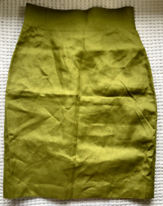COUNTRY ROAD Olive green linen vintage Skirt | RN 74306 | Size 10 | 017