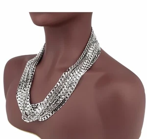 Men's 12 Piece 7mm Cuban link Chain Necklace 20" 24" inch 14k White Gold Plated - Picture 1 of 6