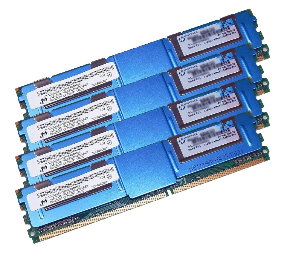 16GB 4x4GB MT36HTF51272FZ-667H1D6 PC2-5300F 2Rx4 Memory RAM Apple Mac Pro - Image 1 of 1
