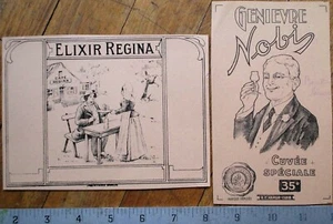 Pair Printer's Proof 1930s Bottle Labels - Genievre Nobi & Elixir Regina - Picture 1 of 1