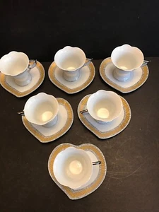 SILVER GOLD HEART, 12 PC SET, DEMITASSE, ESPRESSO, COFFEE TEA, CHILDS TEA PARTY - Picture 1 of 7
