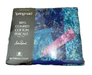 Vtg Springmaid 100% Cotton Twin Percale Flat Sheet Andre Richard Jeweled Marble - Picture 1 of 3