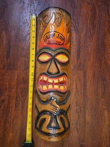 Ron Jon Wood Tiki bar Carving painted 1990s vtg surf shop surfing beach bum - Picture 1 of 7