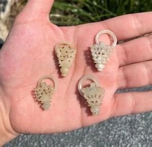 Superb Qing Dynasty Group of Four Chinese Carved White Jade Gourd Drop Pendants - Picture 1 of 12