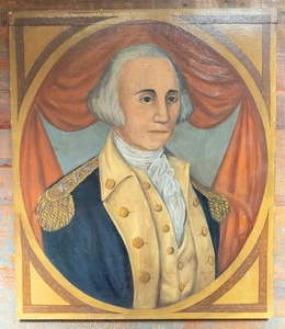 Antique Folk Art Painting of General George Washington on Wood Panel Early 20th. - Picture 1 of 11