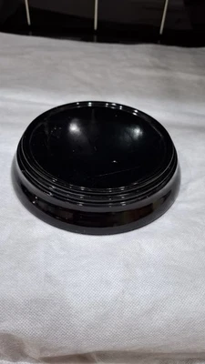 Large Old Vintage Retro Black Glass Round Base Plinth Stand For Vase Bowl Deco - Image 1 of 4