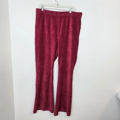 Lularoe Red Soft Ribbed High Waisted Party Going Out Flare Pull On Pants Size XL - Image 1 of 4