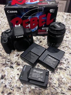 Canon EOS Rebel T6i DSLR – 18-55mm + 50mm Lens Bundle – Extra chargers/batteries - Image 1 of 4