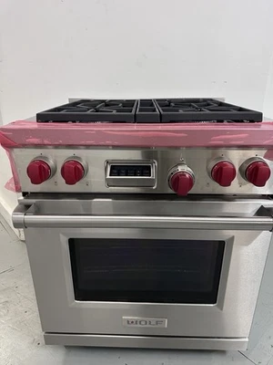 Wolf DF304  - 30” PRO Dual Fuel Range  Oven 4 Burners Red Knobs Natural Gas - Image 1 of 4