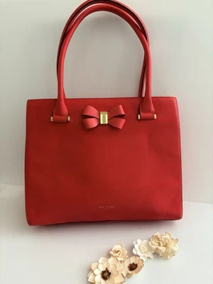 Ted Baker London Callaa Bow Satchel/Shoulder Bag Red EUC - Image 1 of 4