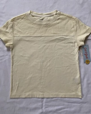 Cat & Jack Boy’s XS 4/5 Shirt Almond Yellow Short Sleeve Textured Tee New - Image 1 of 4
