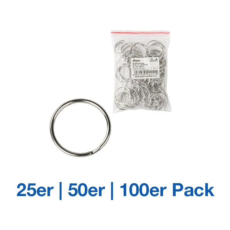 DEMA Schlüsselringe Schlüsselring Ring Anhänger Ø 25 mm Stahl 25 / 50 / 100 Stück