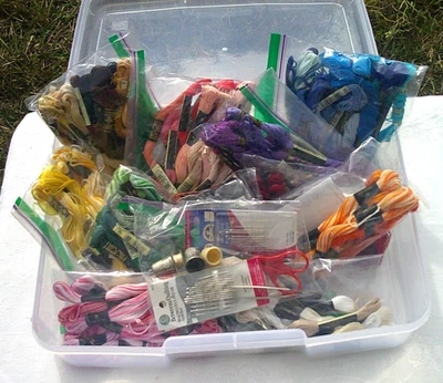 Hilos de hilo para bordar 150+ unidades colores surtidos estuche de almacenamiento agujas/dedal Foto 1 de 4