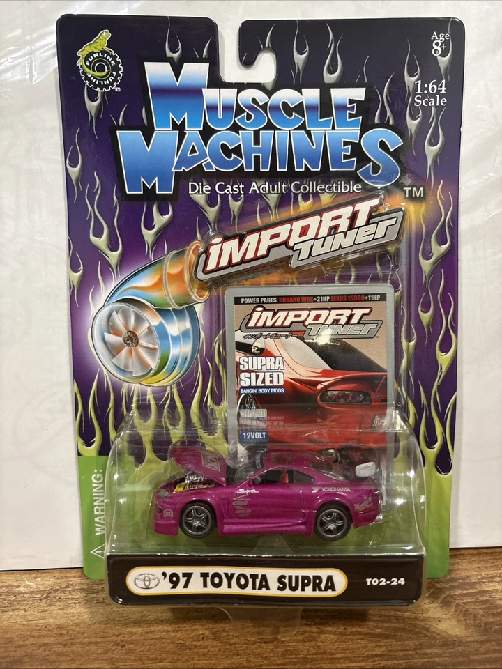 Sintonizador de importación Muscle Machine 1997 '97 Toyota Supra púrpura T02-24 1/64 fundido a presión difícil de encontrar Foto 1 de 2