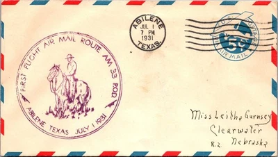 Goldpath: correo aéreo estadounidense 1931 Abilene, TX primer vuelo CV868_P32 Foto 1 de 2