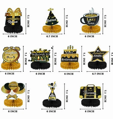 10 PCS Retirement Party Honeycomb Centerpieces Decorations Black And Gold... - Image 1 of 4