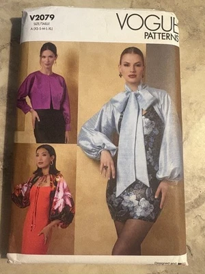 Vogue V2079 MISS BOLERO SLEEVES XS-XL Dolmam Bishop Shawl Shrug Pleated Bow Crop - Image 1 of 2