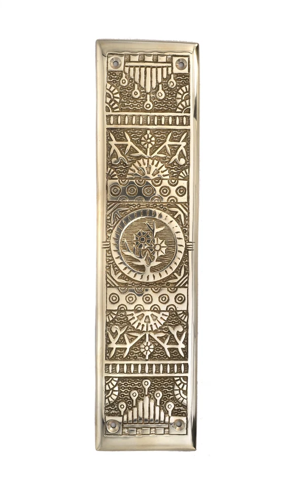 Antique Eastlake Brass Push Plate – Vintage Door Finger Plate - Image 1 of 3