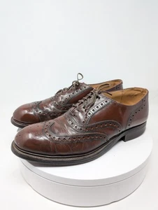 (Men's 8) 1930s Brogue Wingtip Dress Shoes Peter's Diamond BROWN Antique DECO - Picture 1 of 12