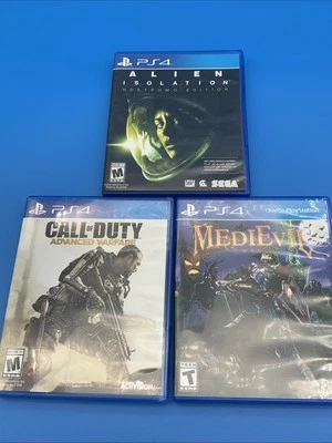 Lot Of (3) CIB PS4 Games COD Advanced Warfare Medievil Alien Isolation  - Image 1 of 4