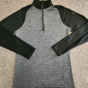 Smartwool Merino 250 Base Layer Black Gray 1/4 Zip Men’s L Large Thermal Hiking - Picture 1 of 9